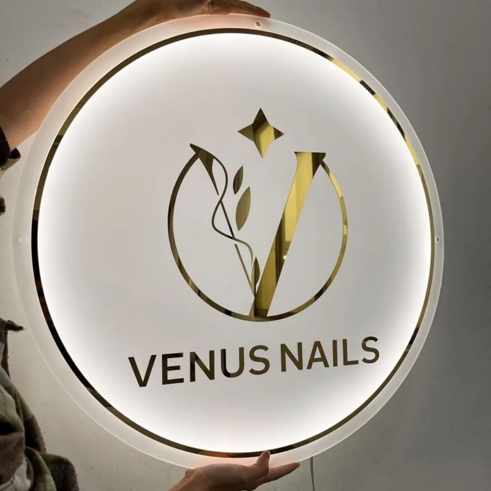 Backlit Illuminated Sign Business Neon Lights Mirror Logo Signs Personalized LED Customize LOGO for Retail Outlets Hair Studio