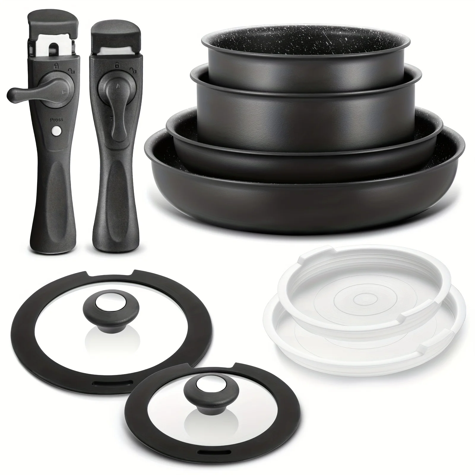 

Induction Cookware Set 10pcs, Nonstick Pots And Pans Set with Removable Handles, for All Hobs, Stackable Design, Dishwasher/Oven Safe, PFAS Free
