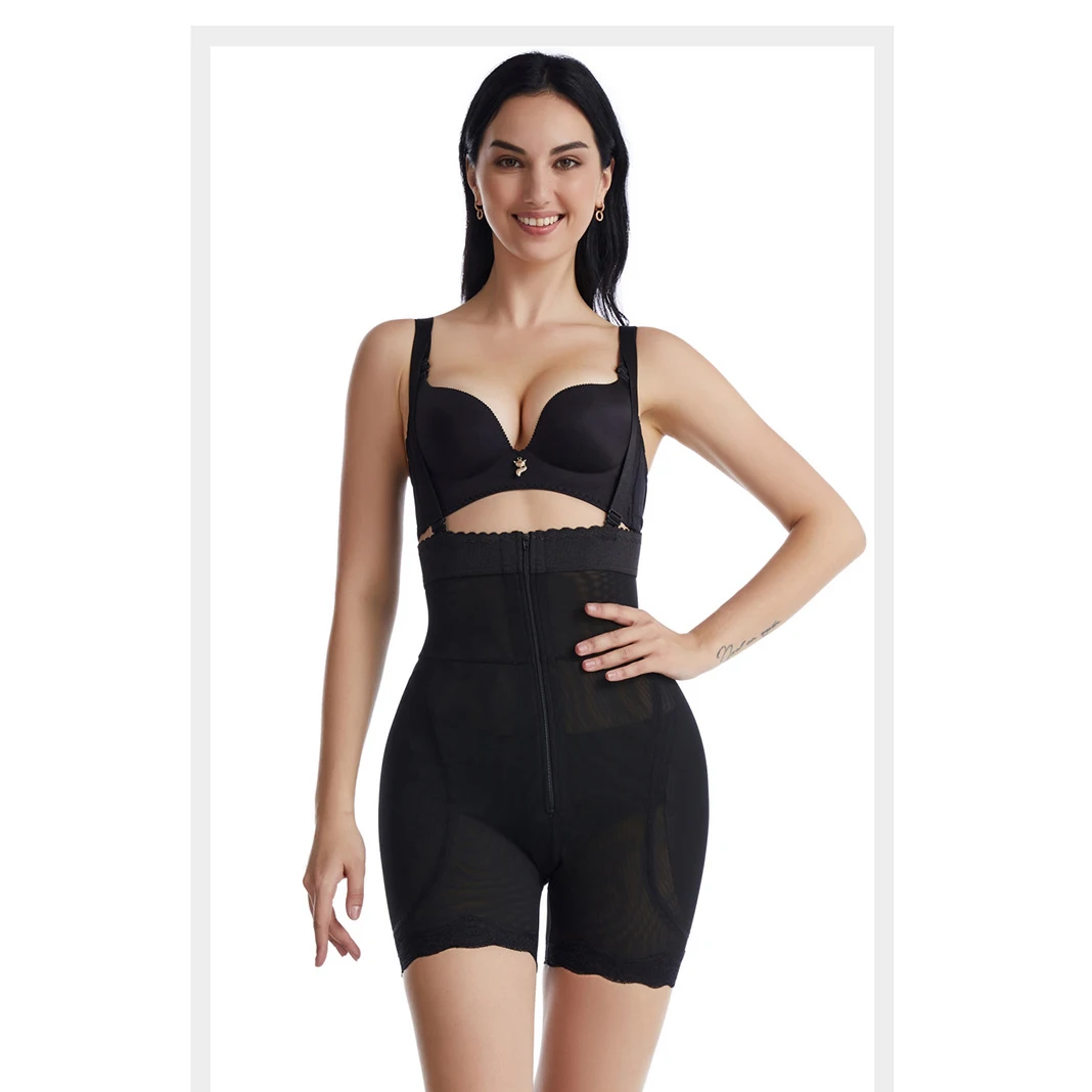 Toning high-waisted belly pull-in waistband halter Body sculpting pants Breasted zipper lift hips and plump hips