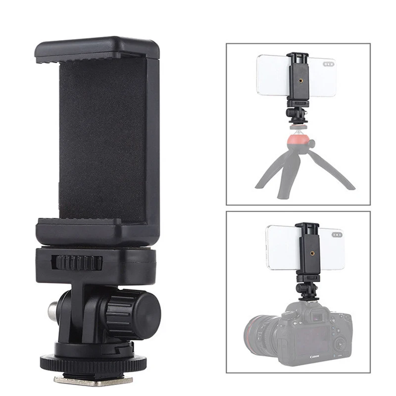 Phone Tripod Mount Holder for iPhone Camera Hot Shoe Phone Mount Cold Shoe Phone Holder Compatible for Sony Canon DSLR Nikon