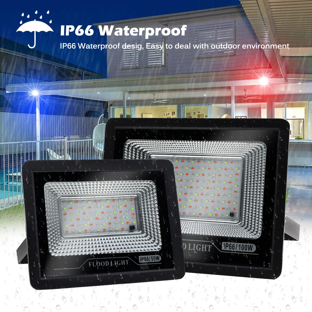 220V RGB LED FloodLight z pilotem IP66 wodoodporny reflektor reflektor Street Light kinkiety oświetlenie ogrodowe