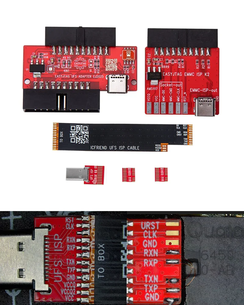 F64 adapter supports MIPI UFS-EMMC ISP adapters and Easyjtag/BGA254 socket modifications.