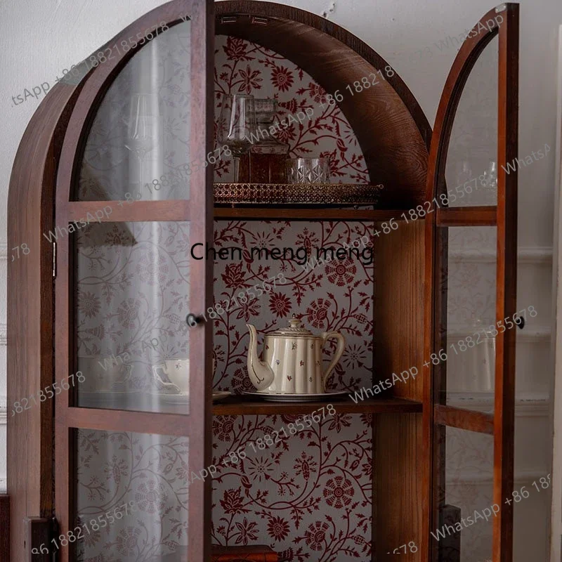 AB03  Dining room side cabinets Living room decorative arched cabinets, solid wood, display cabinets