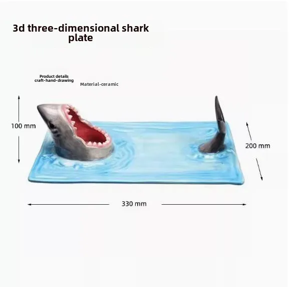 

Fun Big Mouth Ceramic Shark Plate with Sauce Vinegar Plate Household