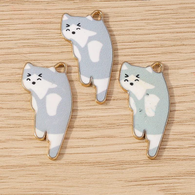 10 Stück 14x29mm Cartoon Tier Charms Emaille Katze Charms Anhänger für Schmuckherstellung Halsketten Ohrringe Armbänder DIY Handwerk Versorgung – Detail 9