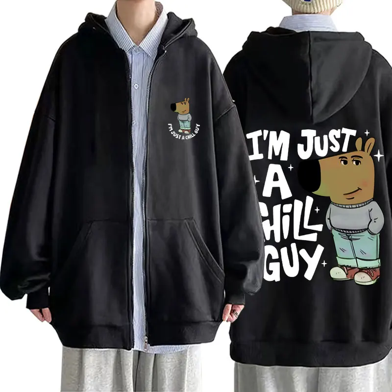 

I'm Just A Chill Guy Funny Meme Zipper Hoodie Men Women Casual Humor Zip Up Jacket Coat Men's Fleece Oversized Zip Up Hoodies