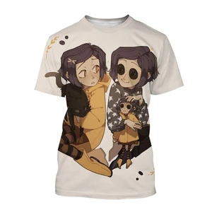 Unisex Mercan Baskı, Kısa Kollu Üst, 3D Tişört ve Gizli Kapı-Gerilim-Korku-Film-Anime - Film Kişilik Coraline'in 6 büyük satışı-no. 5