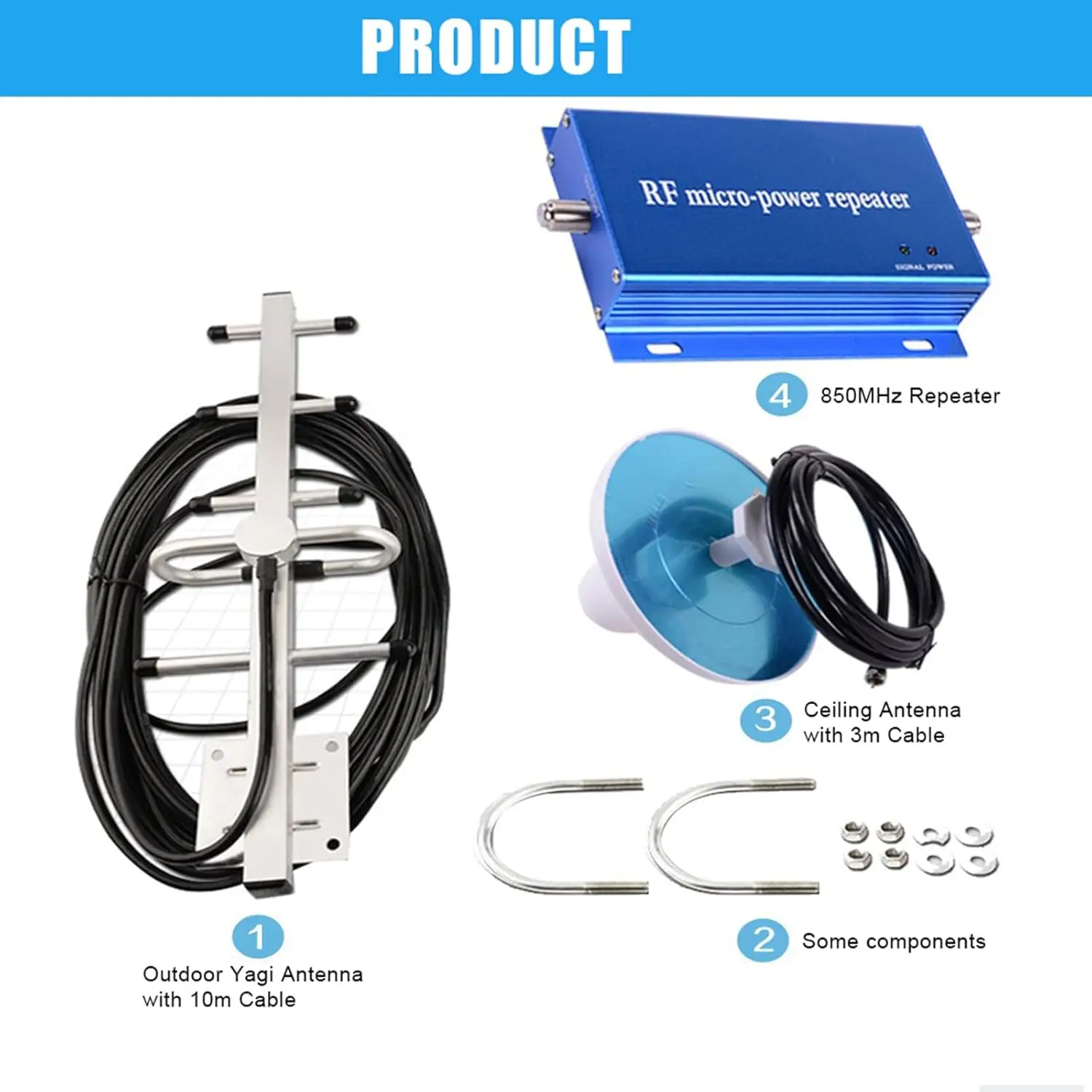 CDMA 850MHz Cell Phone Signal Booster for All Carriers, 2G 3G 4G Repeater Cell Phone Signal Booster, Coverage Area Up to 2152ft²