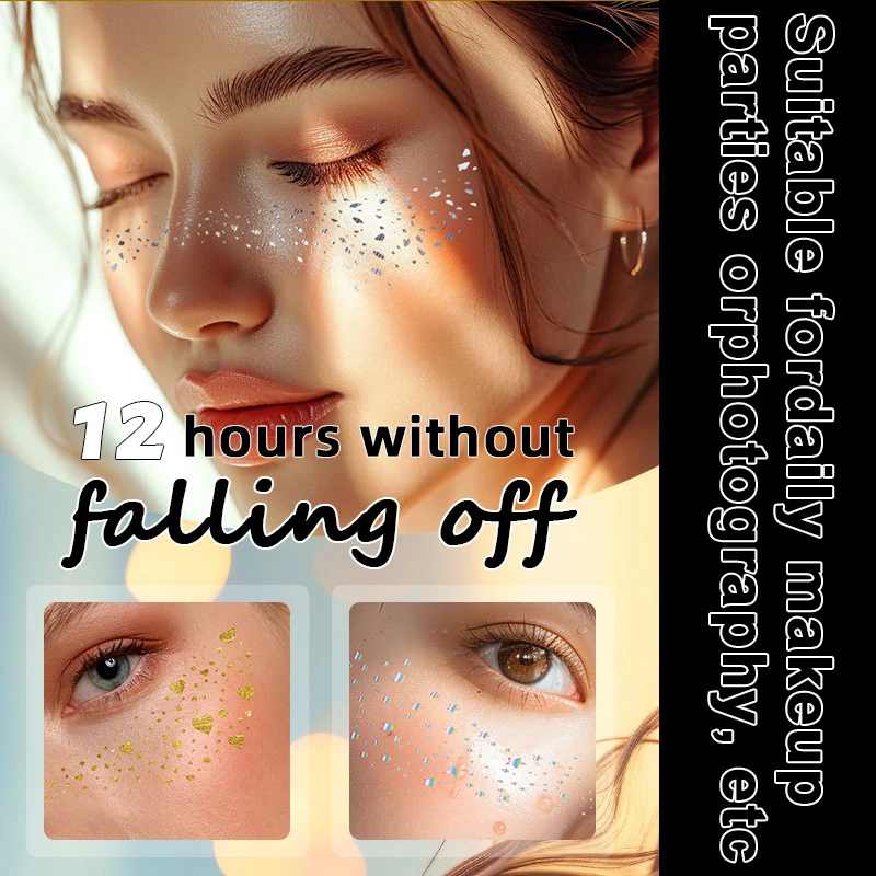

6pcs Hot Stamping Freckles Makeup Patches Metallic Radiation Golden Silver Fake Freckles Temporary Tattoo Stickers Face Makeup