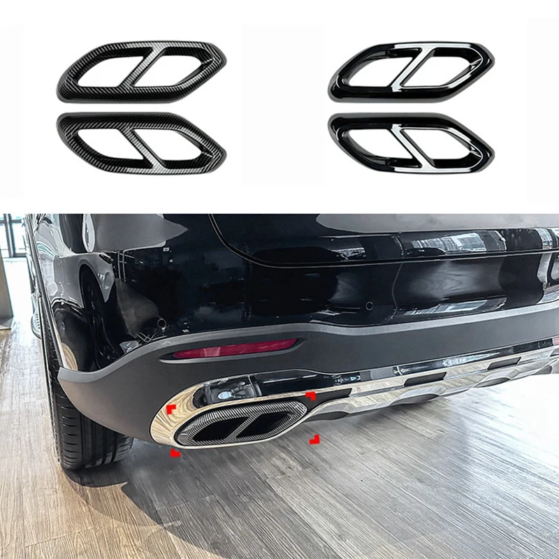 Car Rear Throat Exhaust Pipe Muffler Tips Cover Trim for Mercedes Benz GLC Class X254 2023+ GLC260 GLC300 AMG(Black)