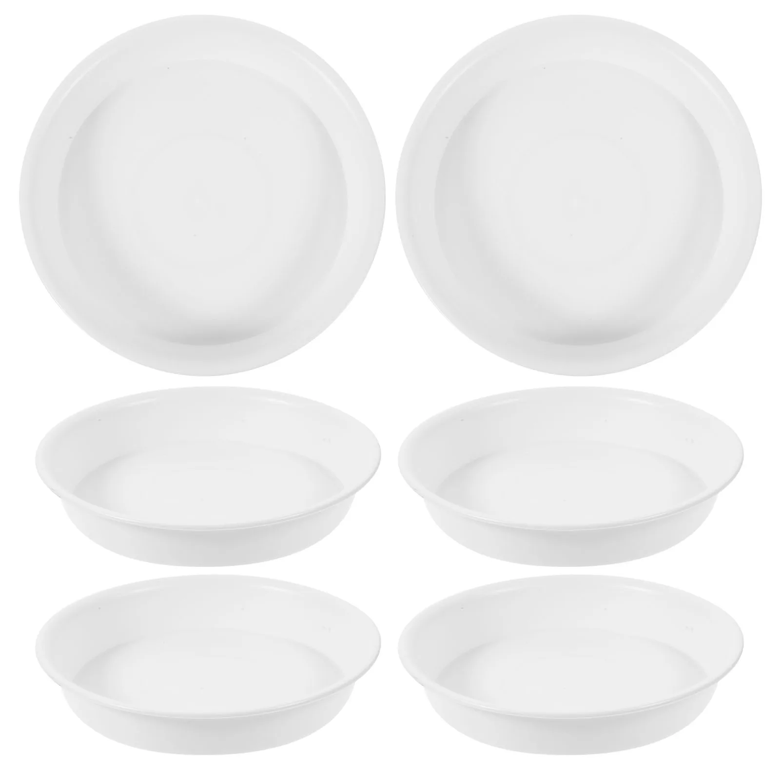 

6 Pcs Plastic Pot Saucer Round Plant Trays for Indoor Plants Catch Water White 200mm Outer 16cm x Inner 13.3cm PP Material