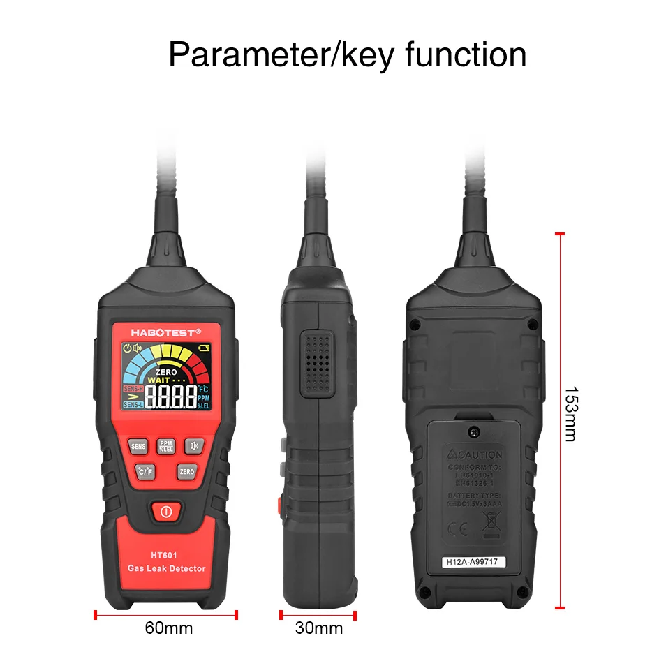 Imagem -03 - Habotest Propano co Hexano Metano Detector de Vazamento de Gás Gás Natural Inflamável e Combustível Analisador de Medidor de Ppm 9999 Ppm 20 Lel