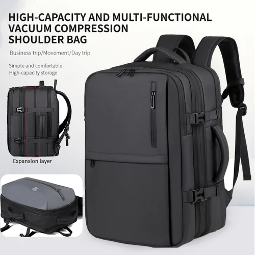 Imagen 2 del producto Nueva Mochila para Hombre, Mochila de Compresión al Vacío, Bolsa para Computadora Multifuncional, Bolsa de Viaje Expandible de Gran Capacidad