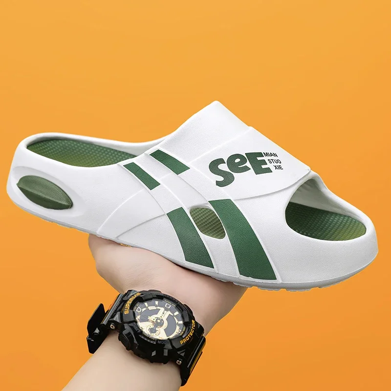 

Men's bathroom slippers, indoor anti slip slippers, trendy slides, outdoor slippers, soft soled straight slippers