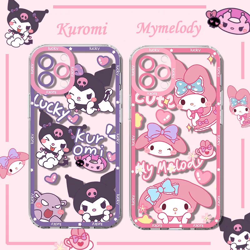 Cute Sanrio Melody Phone Case for Xiaomi 13T 12T 11T Pro 13 12 11 Lite POCO X3 NFC X4 X5 F3 F4 GT F5 M5S Transparent Back Cover