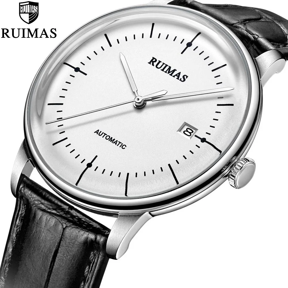 Ruimas Original New Automatic Japan Miyota Mechanical Watch Thin Sports Buisness Mens  Wristwatches Waterproof Relogio Masculino