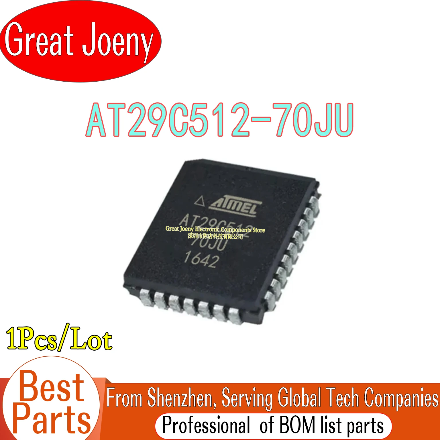 100% New Original AT29C512 AT29C512-70JU IC Chipset PLCC-32