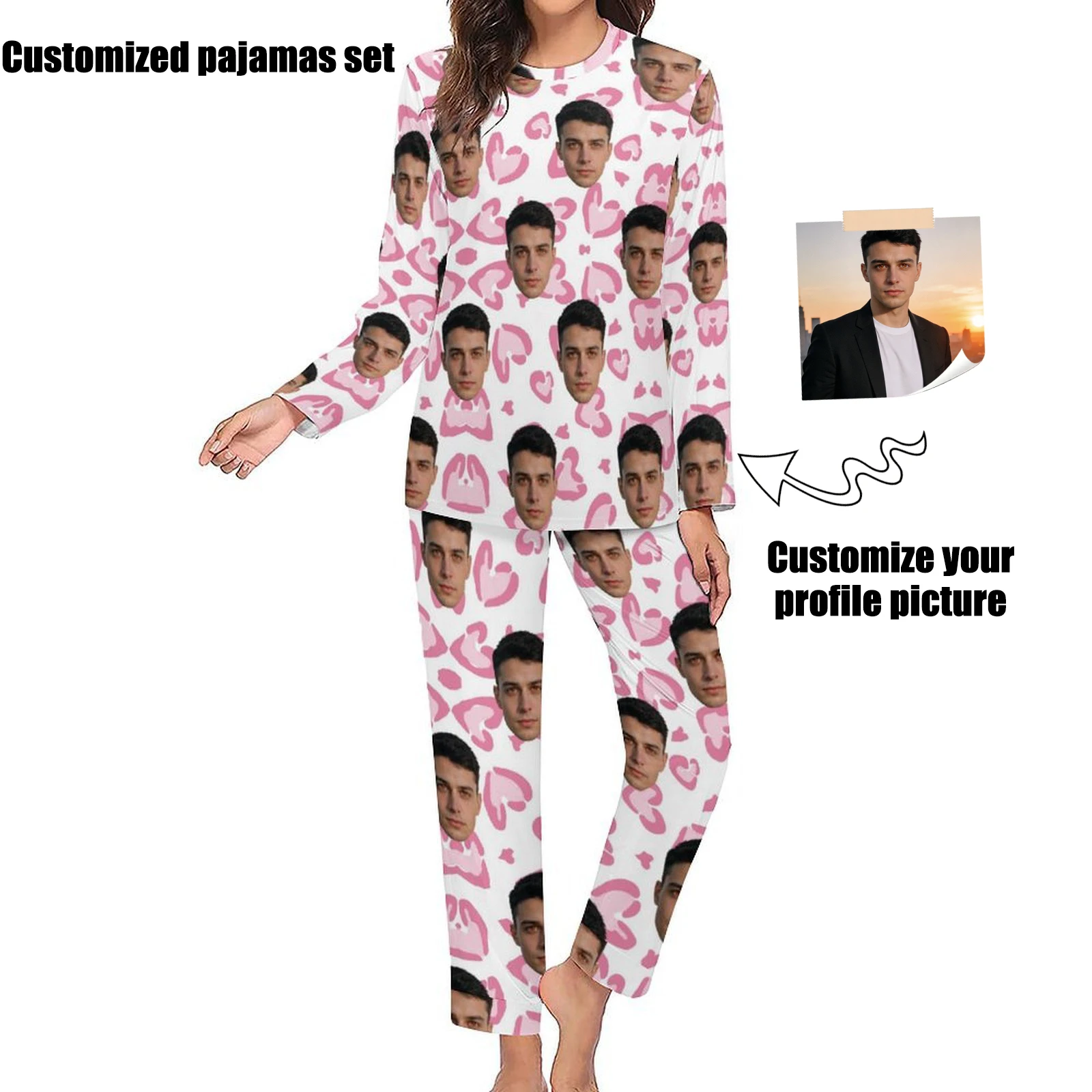

Customized women's pajamas set personalized face avatar pajamas Valentine's Day gift