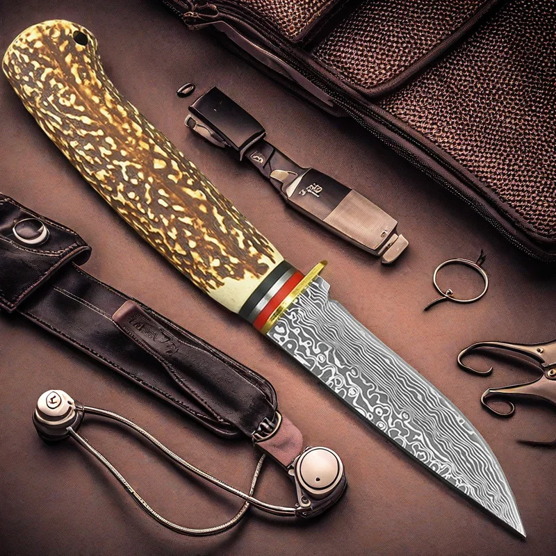 Outdoor Straight Knife  Bone Imitation Handle Knife Multi Functional High Hardness Pocket Fixed Blade Fine Feeling In The Hand