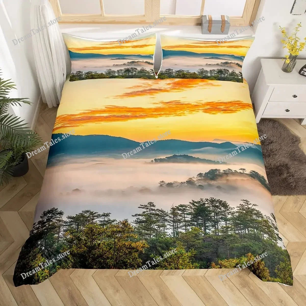

Duvet Cover Set Snow Mountain Iceberg Sunrise Sunset Bedding Set Microfiber Winter Natural Scenery Quilt Cover Single King Size