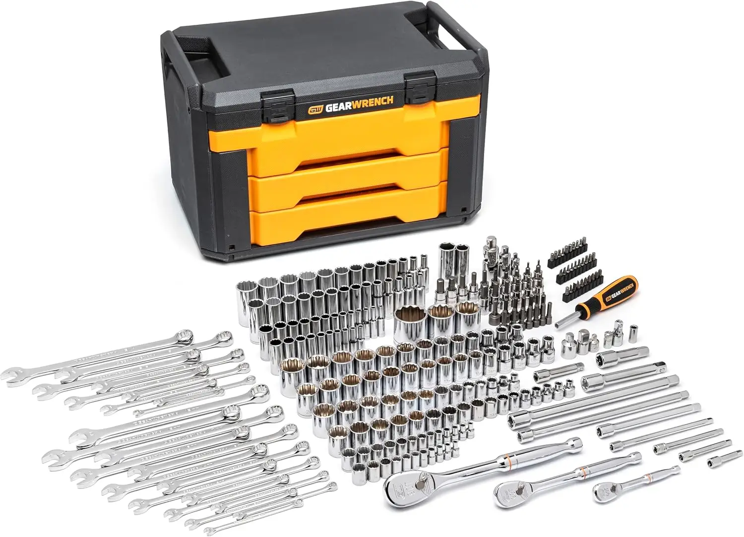 243 Pc. 12 Pt. Mechanics Tool Set in 3 Drawer Storage Box - 80972