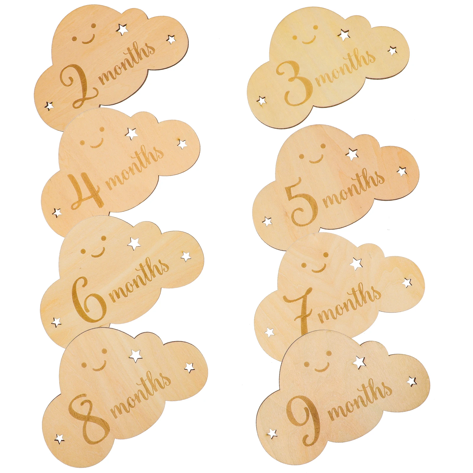 

8pcs Wooden Baby Discs Newborn Announcement Signs Photo Props Monthly Name Blocks Growth Records Wooden