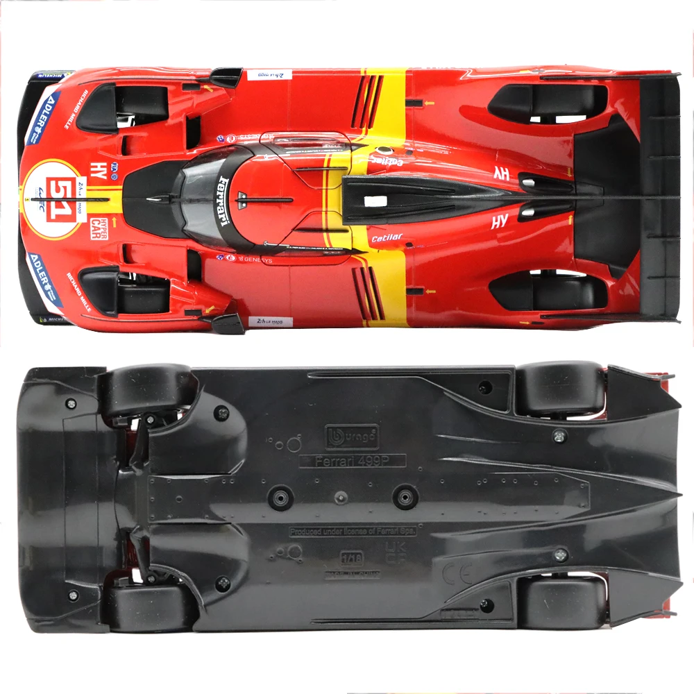 Bburago FERRARI 499P Hypercars Models 2023 Le Mans Champion 1/18 Alloy Die Cast Vehicles Model Car Toys For Adults