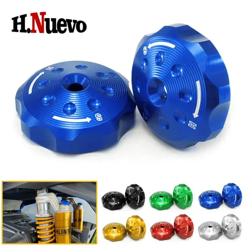 Imagen 1 del producto Amortiguador Universal para motocicleta, accesorios para BMW, HONDA, YAMAHA, perilla de ajuste de amortiguación, cubierta de tornillo, suspensiones de amortiguadores traseros