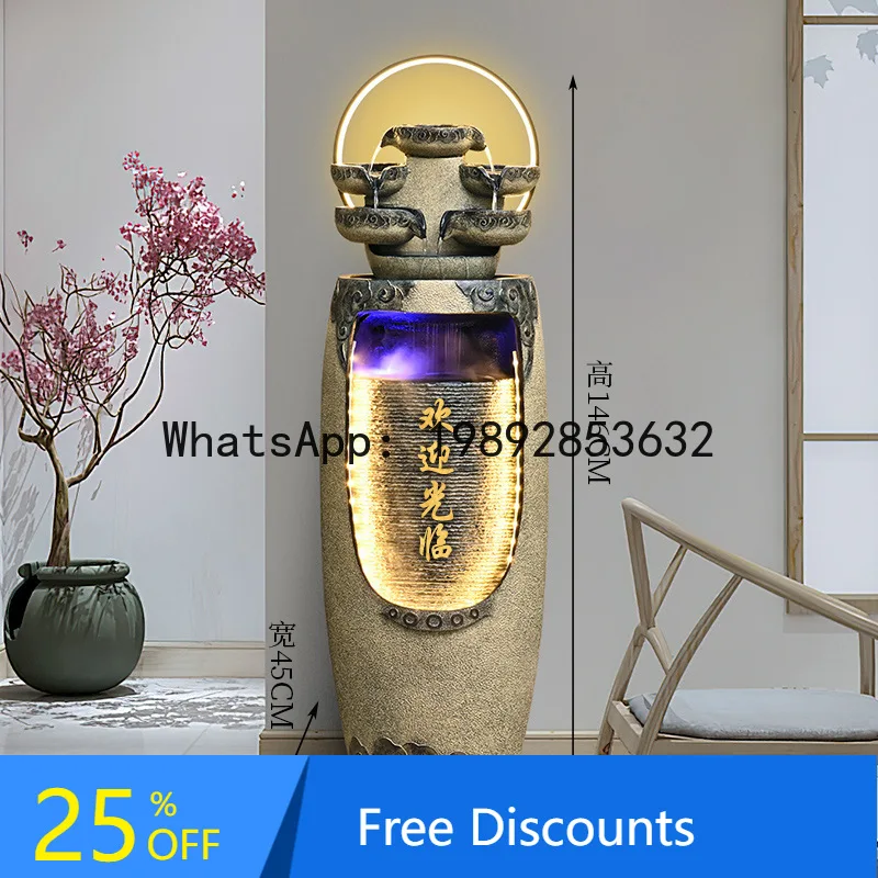 CZ Flowing Water Fountain Living Room Entrance Balcony Floor Water Feature Opening Gift Office Decoration