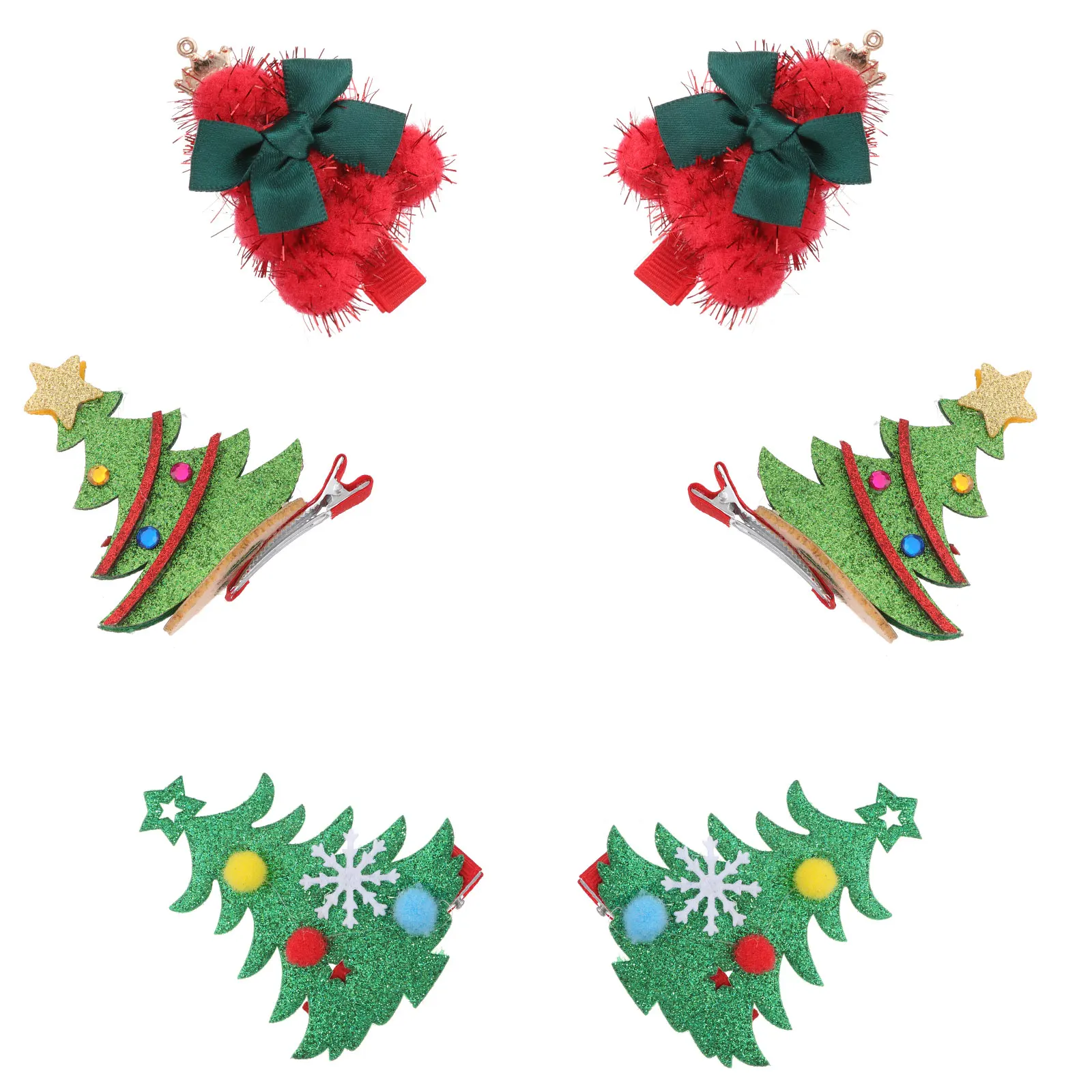 

6Pcs Christmas Tree Hairpins Adorable Xmas Hair Clips Party Festival Hair Accessories Holiday Barrettes for Kids