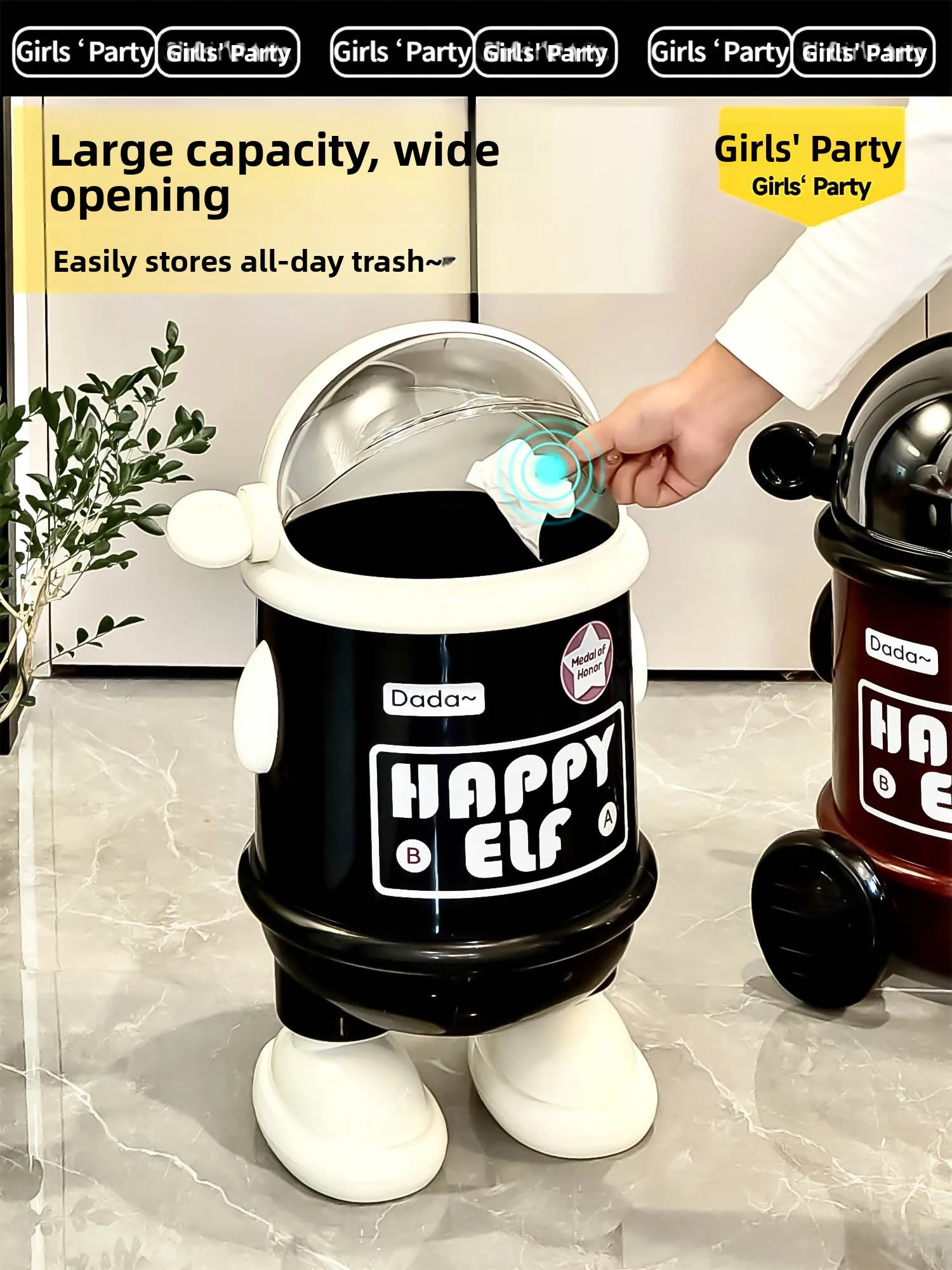 

Большой креативный мусорный бак с крышкой для гостиной и спальни, высококачественный пластиковый контейнер для мусора для домашнего использования, для уборки дома