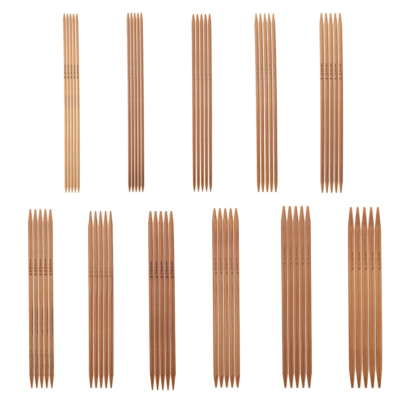 

Bamboo Double Pointed Needles Set of 11 Bamboo Double Pointed Knitting Needles Set 11 Sizes (5.1in/13cm)
