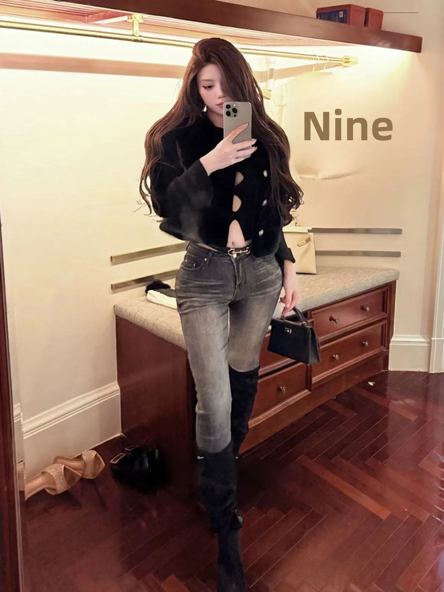 

Slim Fit High Waist Cotton Stretch Denim Pants Women's Butt Lifting Bla ey Jeans Simple Sle Faionable Trousers