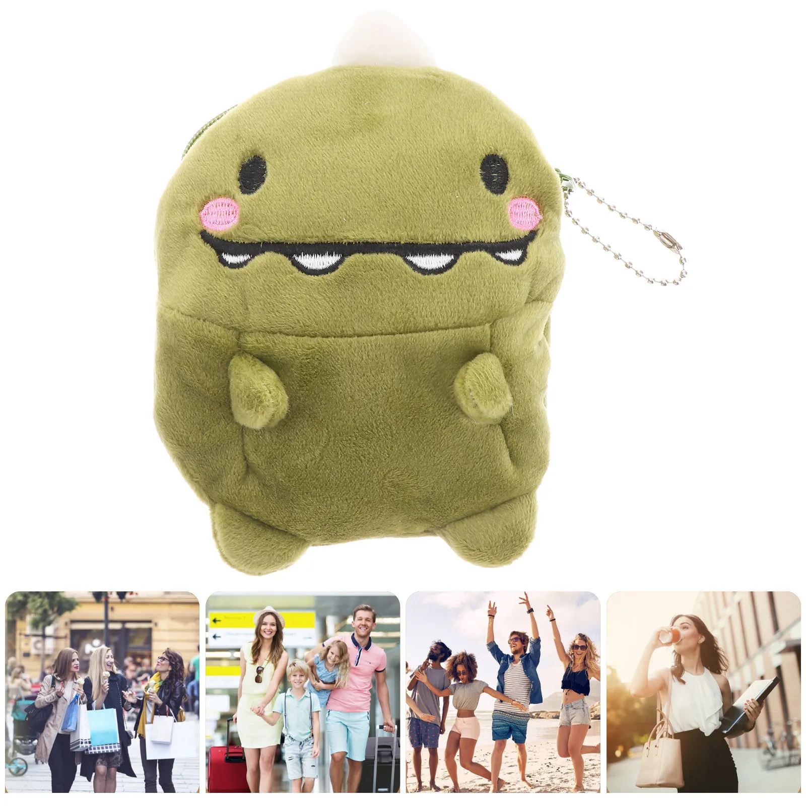 

Green Dinosaur Coin Purse Cartoon Change Pouch Mini Wallet Zipper Coin Holder Lightweight Small Money Bag for Women Girls Kids