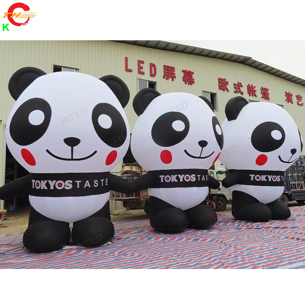 Free Door Shipping 20ft High Inflatable Panda Cartoon Balloon Giant Air Blow Up Panda Animal Replica with Air Blower