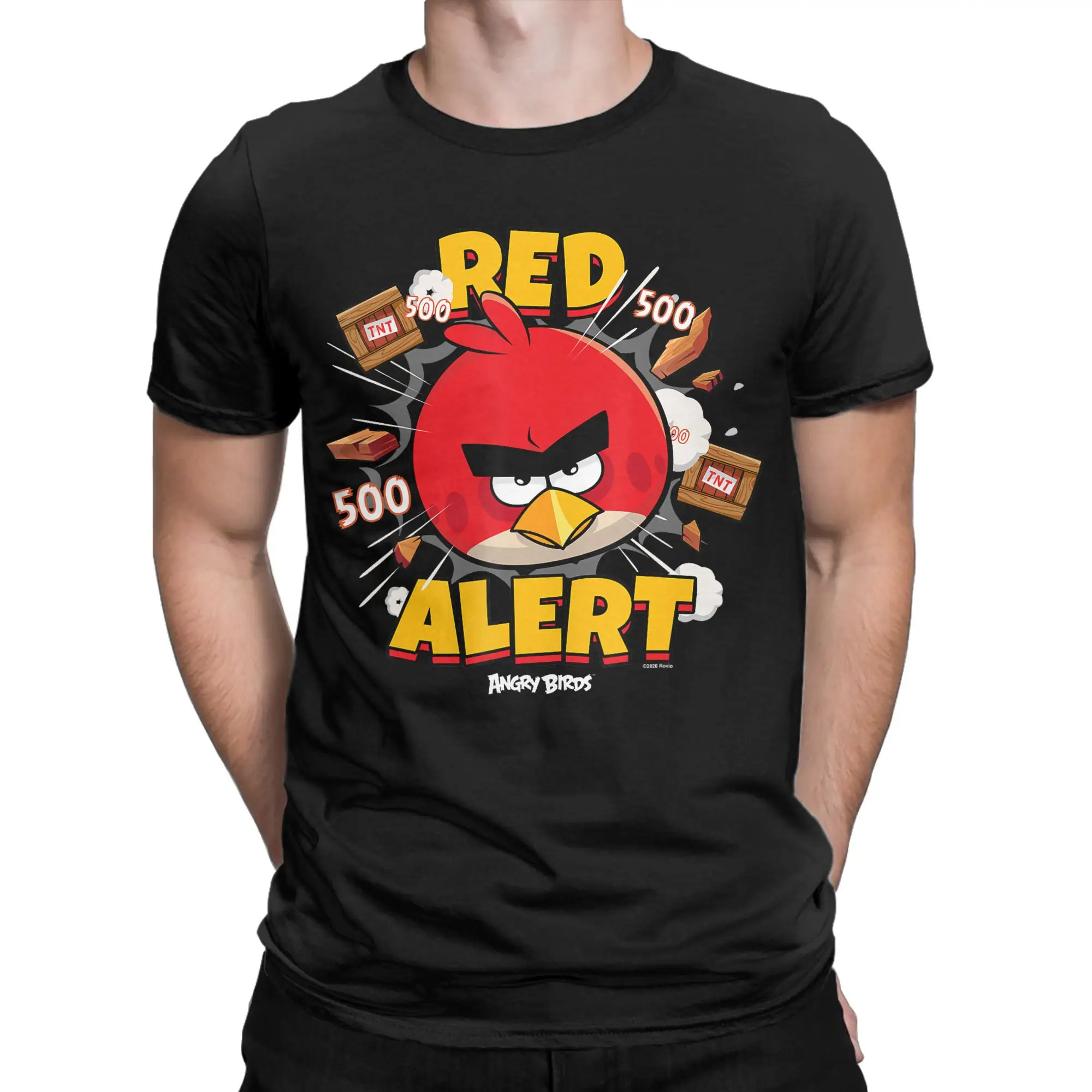 A-Angry Birds Moody Bird Distressed Classic Novelty Graphic Camiseta 100% de algodón para hombre