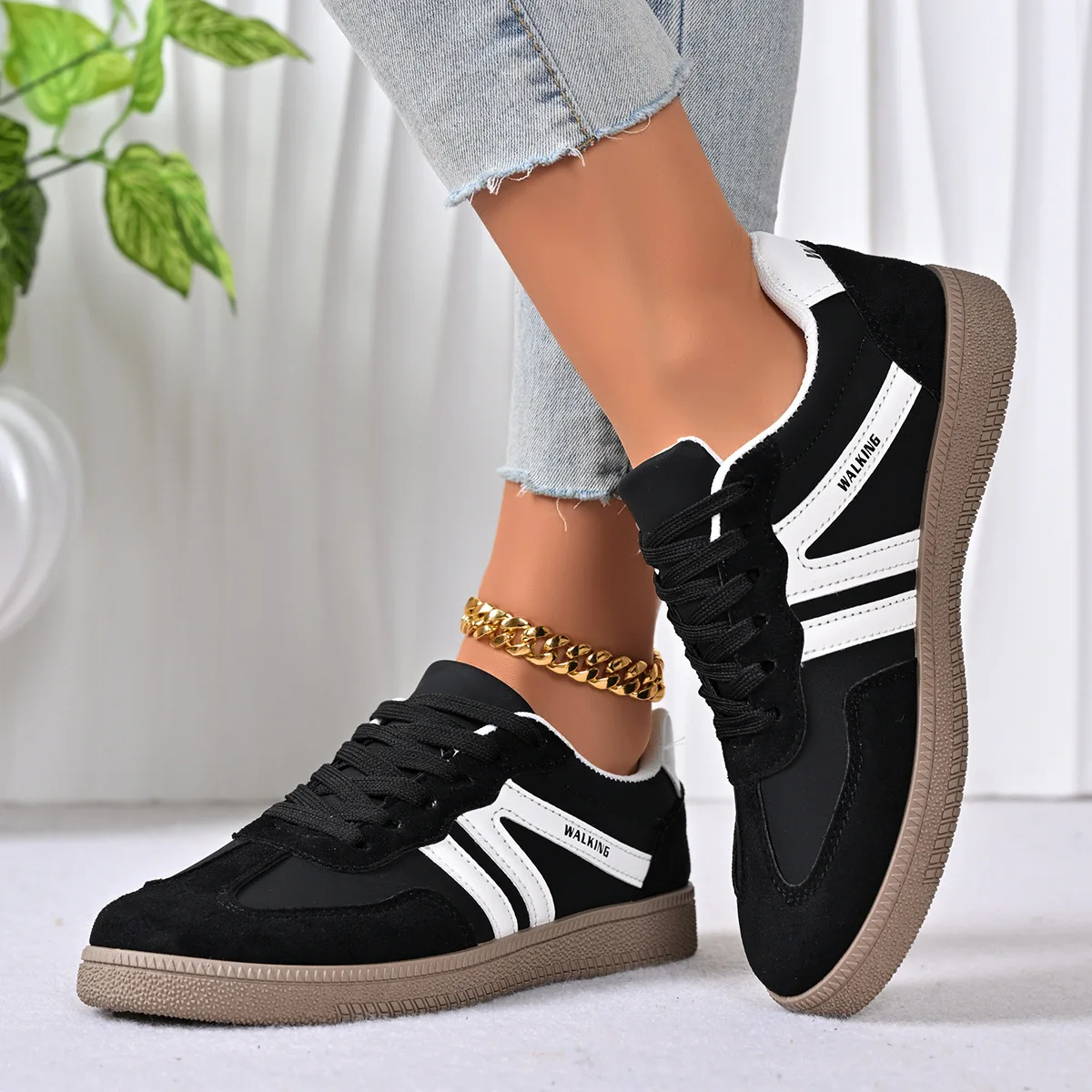 Zapatos deportivos planos informales para Mujer, zapatillas con plataforma de diseño a la moda, Zapatos vulcanizados ligeros antideslizantes con cordones para Mujer