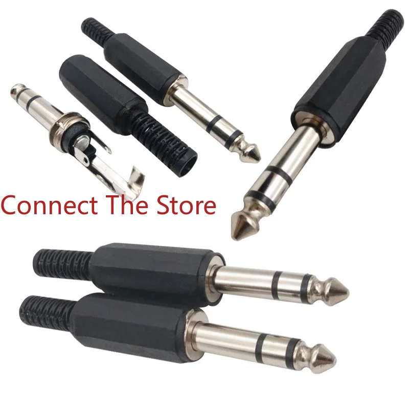 10PCS 6.35 Dual Sound Plug 6.5mm Large Three-core Audio Socket Microphone  6.35mm Stereo 