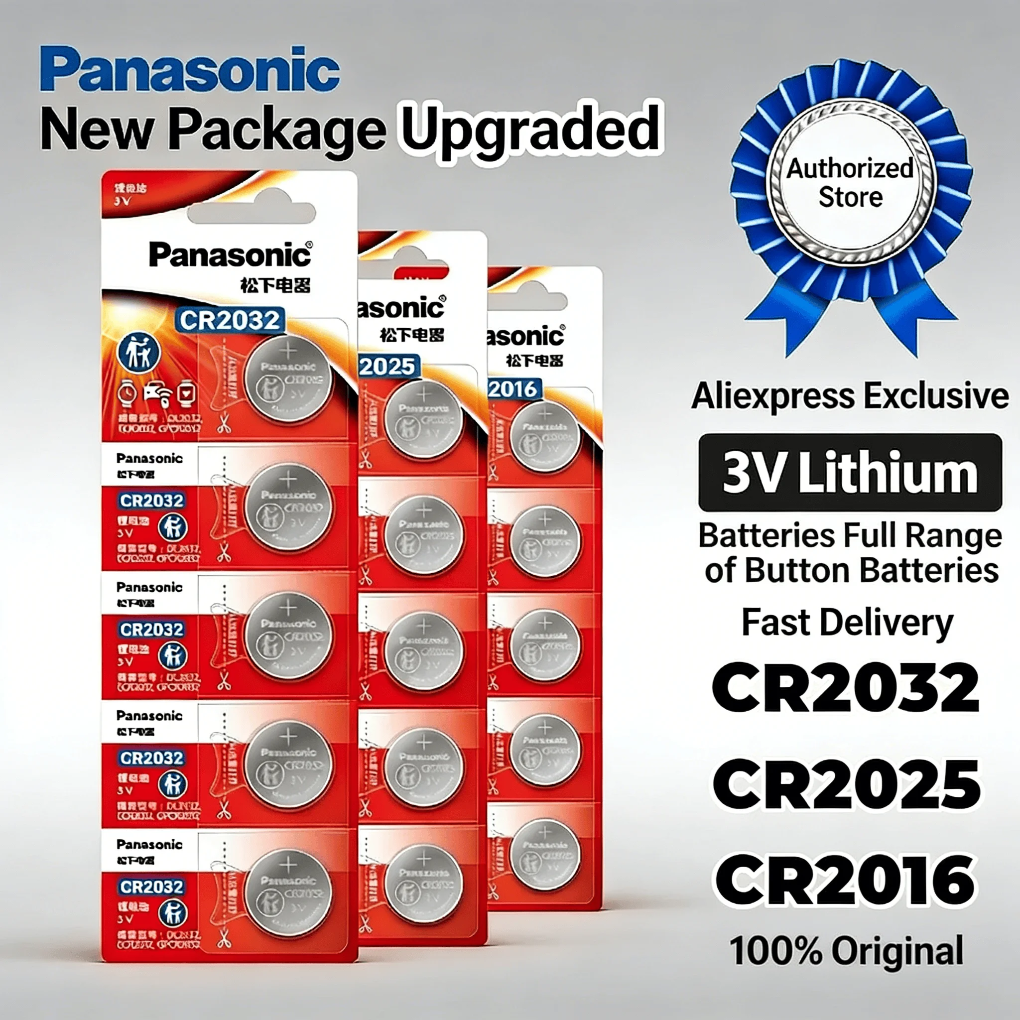 

Panasonic 3V Lithium Coin Cell Battery CR2032 CR2025 CR2016 DL2032 for Car Key Fob Computer Motherboard Clock Calculator