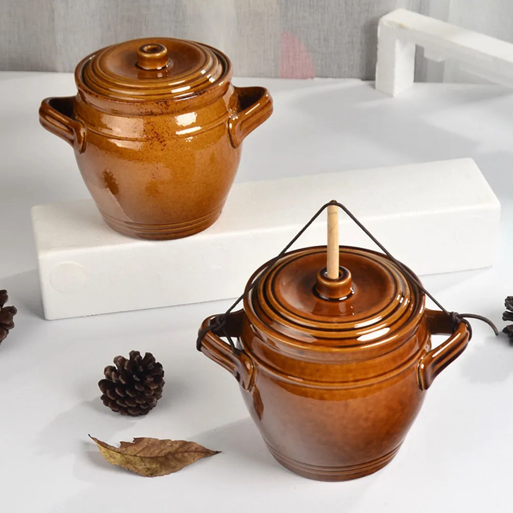 

Ceramic Jars Food Storage Jar Retro Canister Kitchen Container Fermentation Vessel Dust Resistant