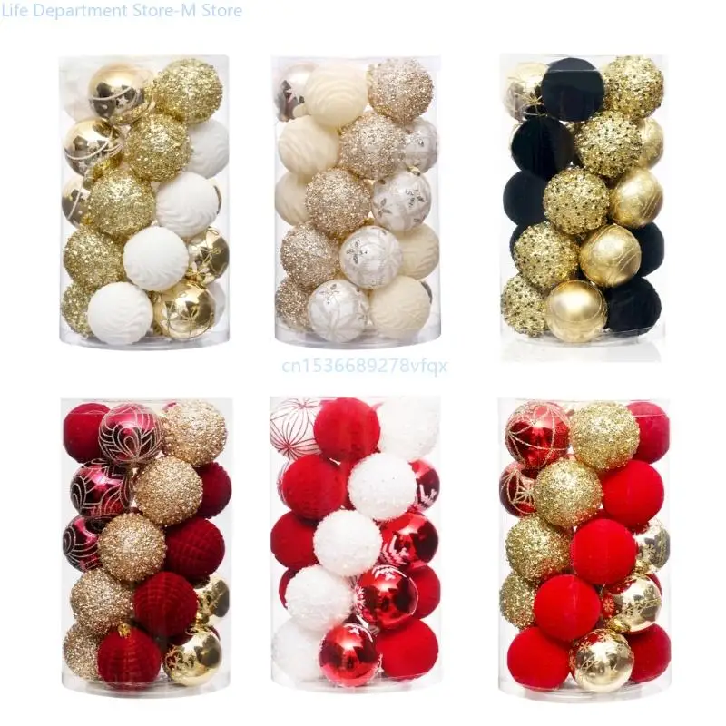 

25Pcs Delicate Christmas Tree Ornament Stylish Balls Ornament Christmas Bauble Set for Home Office Holiday Decors