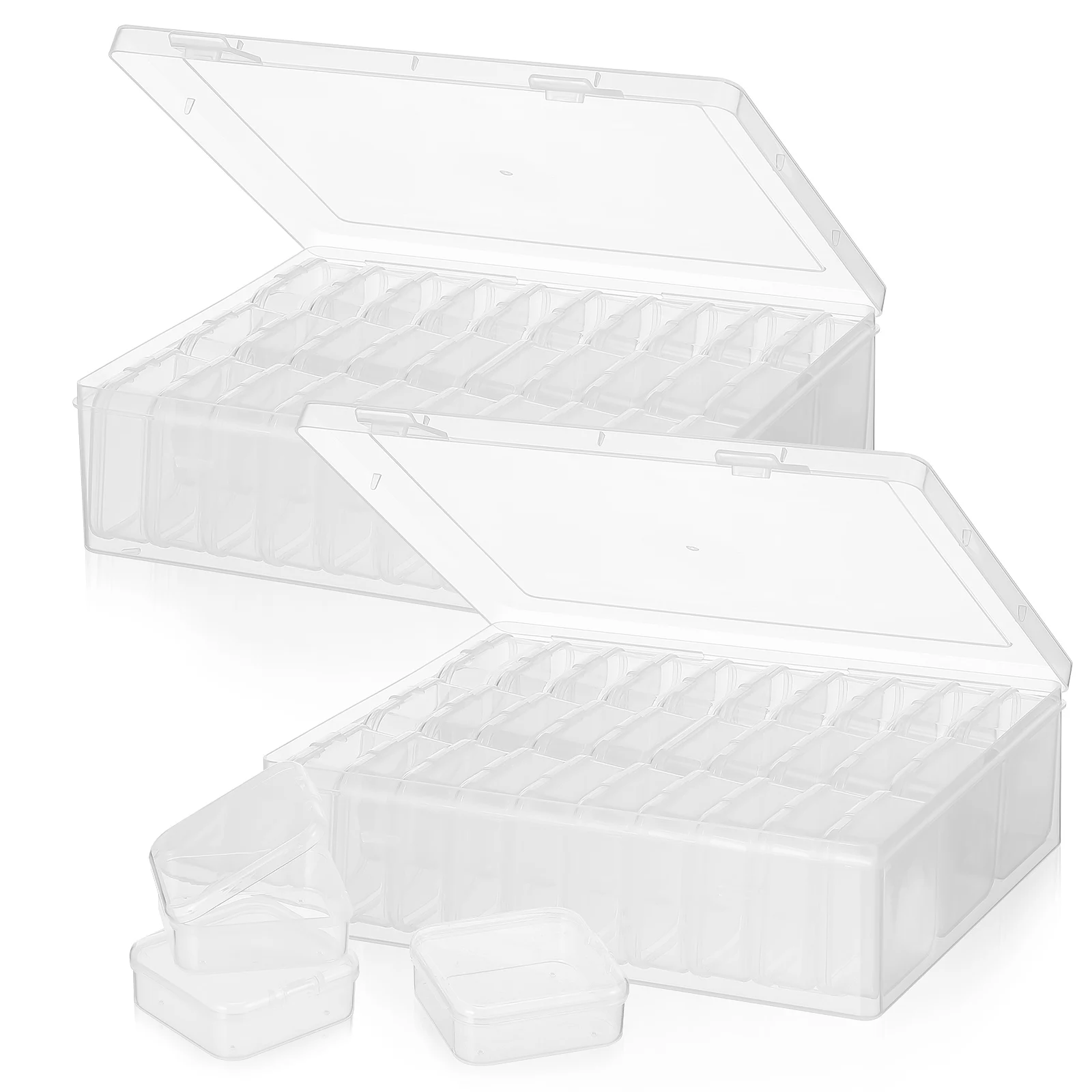 

2 Sets 19x17.6x6.1CM Transparent Plastic Storage Boxes Lids Small Containers Stackable Clear Boxes Accessories Craft
