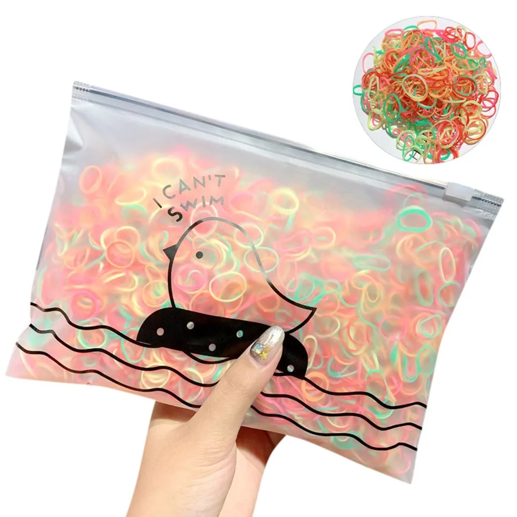 1000Pcs Thick Colored Disposable Rubber Elastic Bands Girl Hair Gum Ponytail Hair Elastic Hair Ties Fashionable Hair Accessories