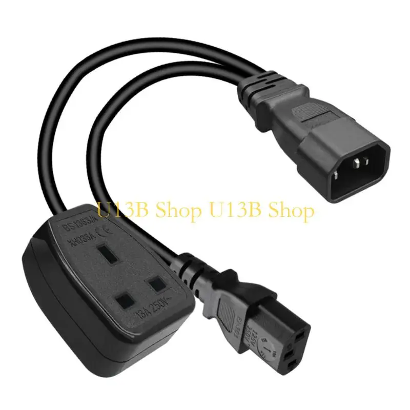 U13B 1ft/32 IEC320 C14 bis IEC320 C13+UK13A AC-Power-Verlängerungskabel-Adapterkabel