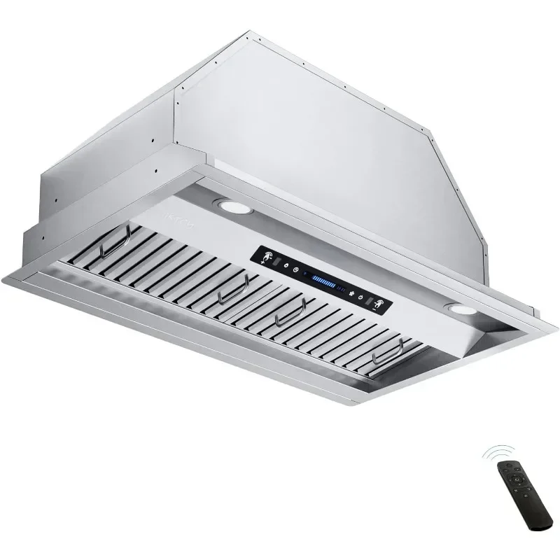 IKTCH-Aço Inoxidável Cozinha Vent Hood, luzes ajustáveis, Built-In, Inserir Hood Faixa, condutas, Ductless, conversível, 2 pcs