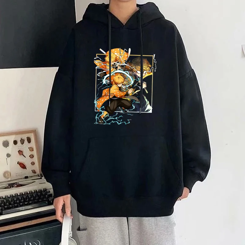 Fashion Hoodie Ladies Sweater Harajuku Anime Agatsuma Zenitsu Print Hoodie Personality Hoodie Streetwear