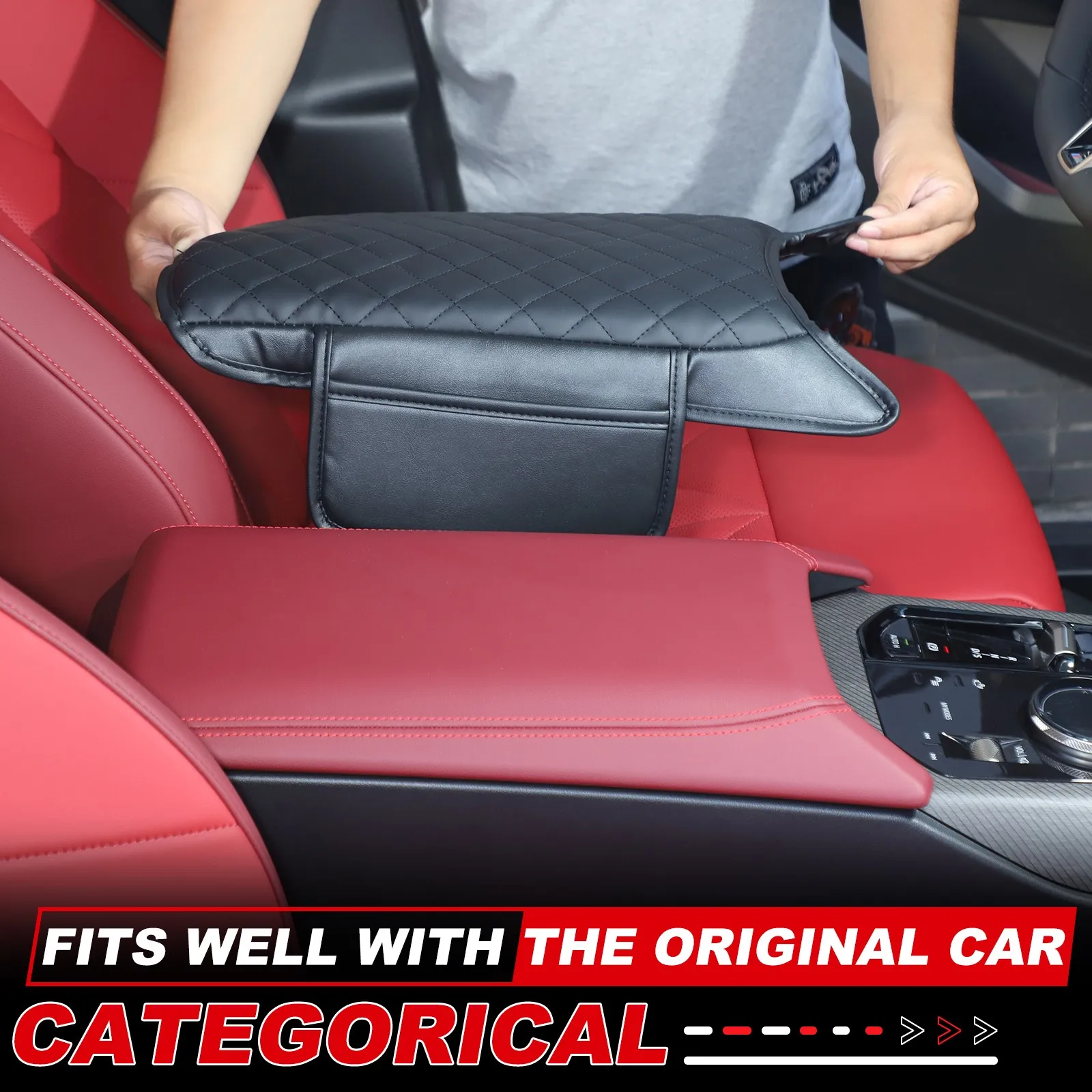 1 قطعة بو الجلود السوداء سيارة مركز وحدة التحكم مسند الذراع غطاء صندوق لسيارات BMW X3 G45 2025-2026 مسند اليد حماية الملحقات #3