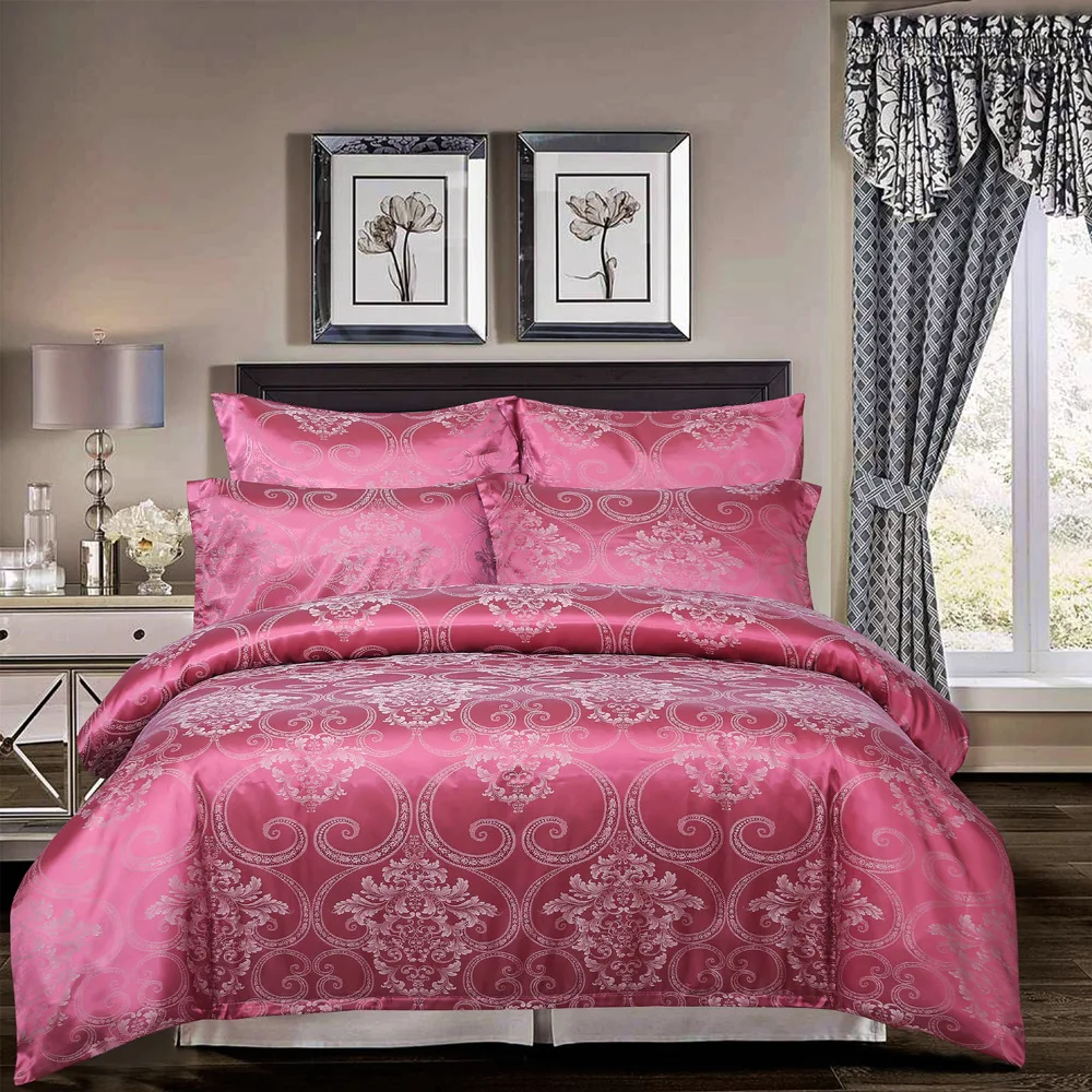 3/4PC Luxury Sateen Jacquard Bedding SetHotel Palace Style Duvet Cover Queen King Bed Linen Elegant Home Decor & Wedding Gift
