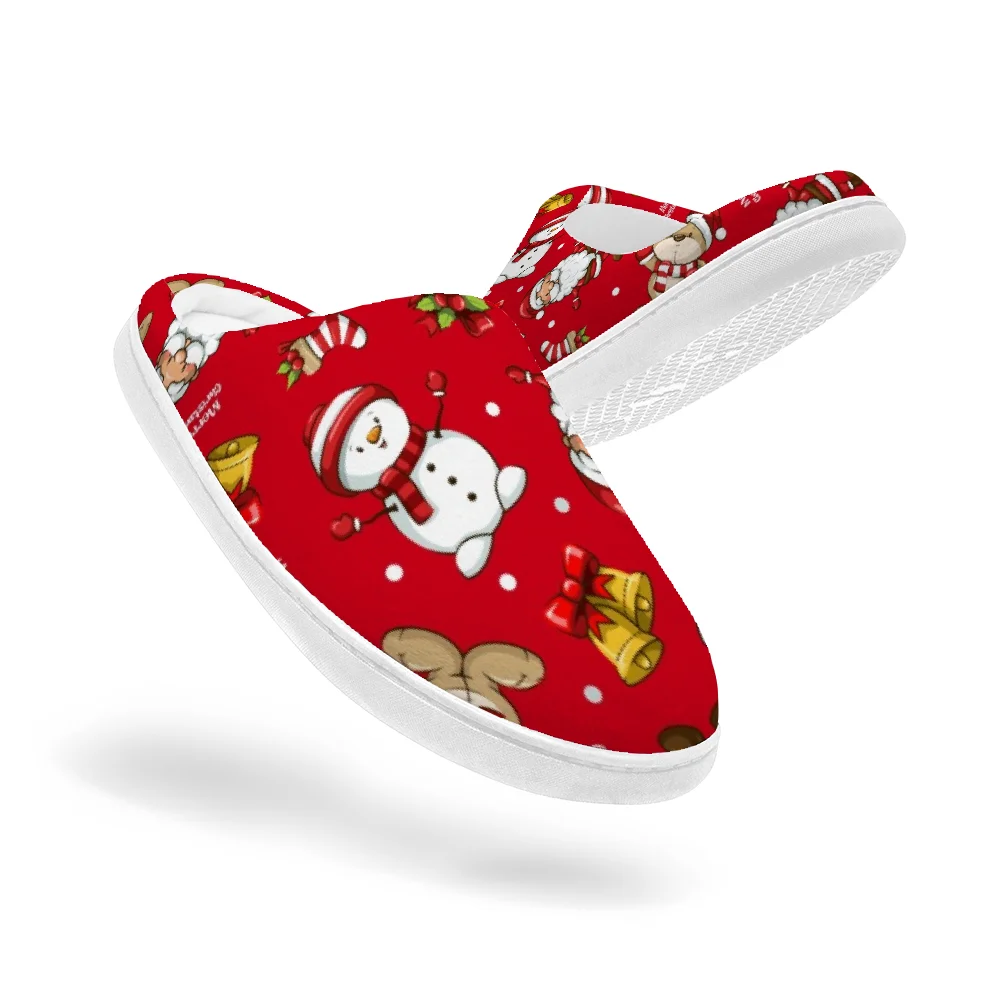 

Christmas elements Keep Smiling Home Cotton Slippers for High Quality Plush Casual Keep Warm Shoes Thermal Slipper