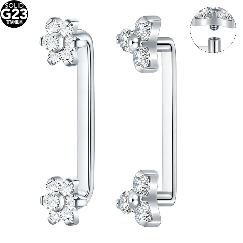 1 قطعة سطح التيتانيوم الحديد Labret الثقب تشيكوسلوفاكيا زهرة مايكرو المراسي الجلدية حلقة إخفاء في الجلد غواص الثقب مثير مجوهرات 14 جرام